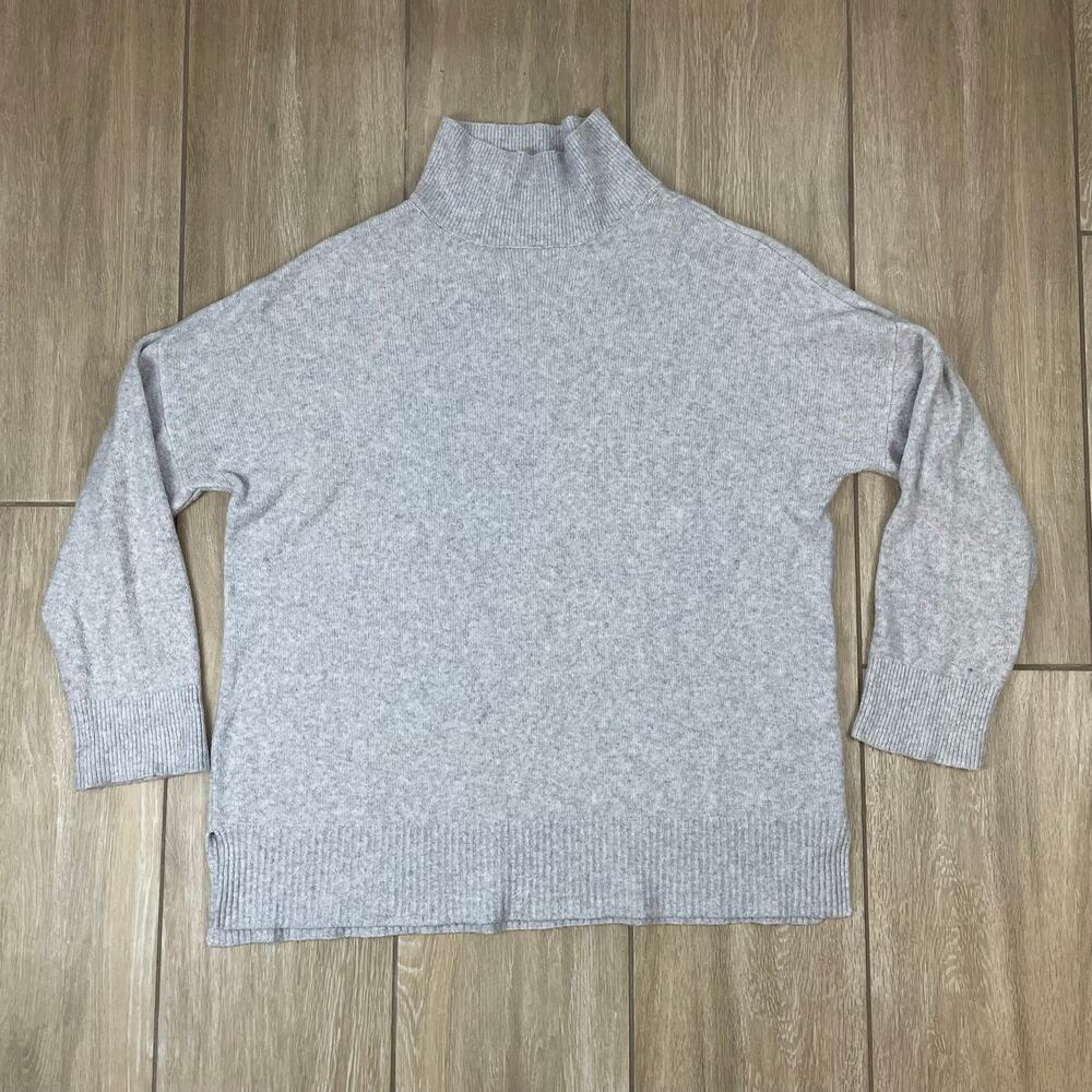 Abercrombie & Fitch Sweater Women L Gray Mock Neck Oversized Soft Knit Pullover